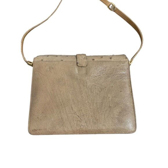 cape cobra vintage beige brown genuine ostrich leather crossbody bag - Picture 3 of 8